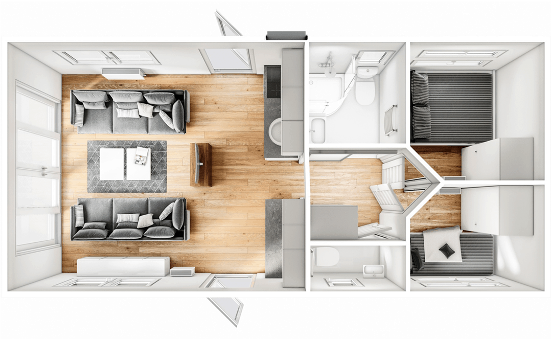 Casa Móvel Malta Haus com 2 Quartos e Terraço na Cobertura